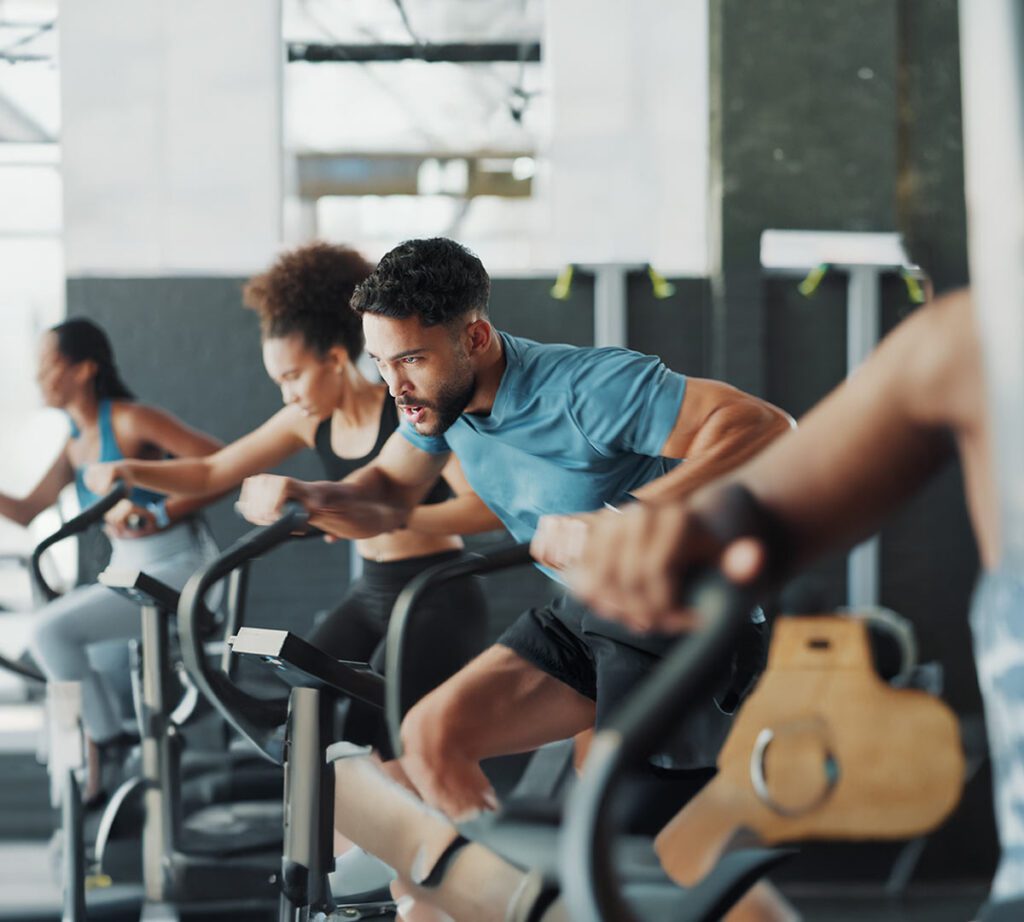 Man working out in a gym
